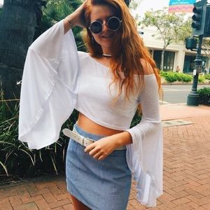 NWT lf off the shoulder bell sleeve top
